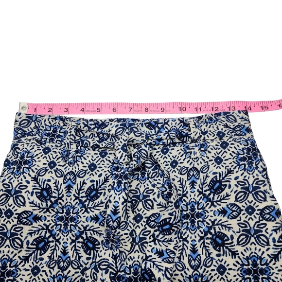 Joie Linen Blend Cropped Pants Boho Blue Print 4 - Picture 5 of 11